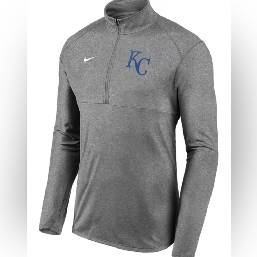 Nike Gray Quarter-Zip Pullover with Blue KC Logo